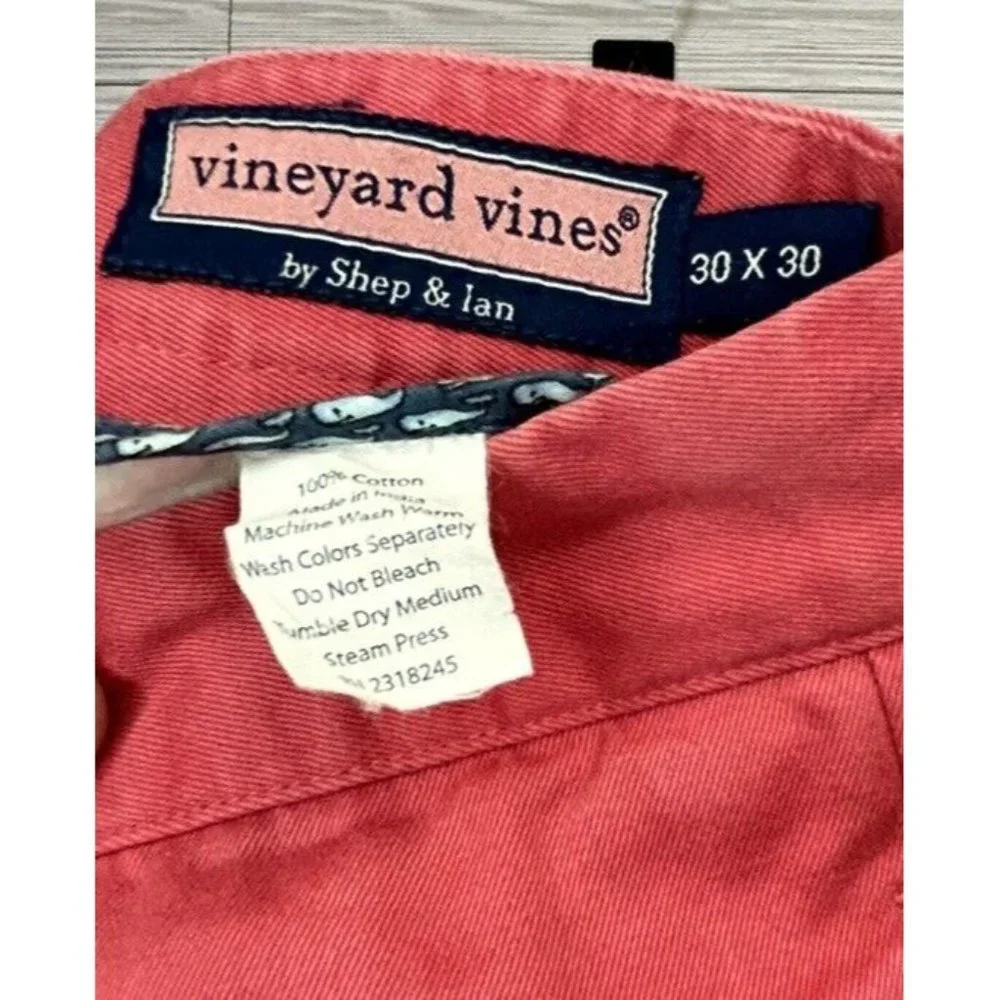 VINEYARD VINES Ian & Shep Pants Men's Pink Chino Khaki Logo 30 X 30 Boating Prep